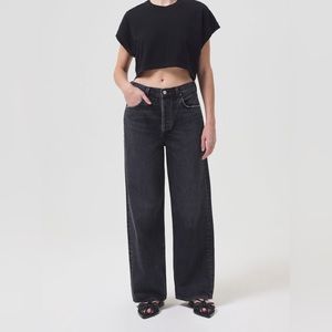 Agolde Low Slung Baggy Jeans in Washed Black